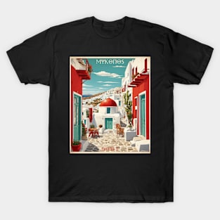 Mykonos Greece Tourism Vintage Poster T-Shirt